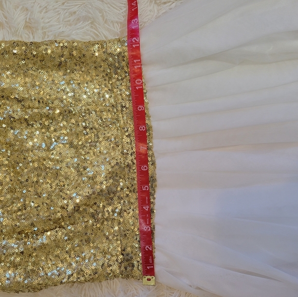 B. Darlin Gold Sequin & White Tulle Fit & Flare Dress size 5/6 - Picture 4 of 6